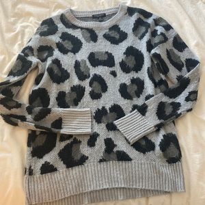 Fuzzy animal print sweater